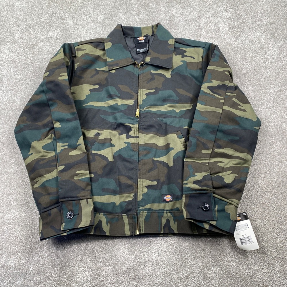 Dickies Eisenhower Jacket Mens Medium Green Camo Quilted Lined Workwear TJ15HRC